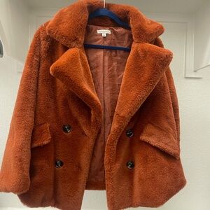 Burnt Orange Fluffy Coat